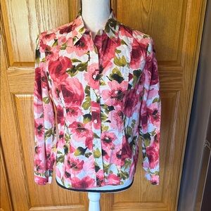 Jones New York Floral Button-Up Women's Top, Size Petite Medium